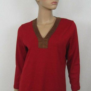 Lauren Ralph Lauren red shirt with suede trim size